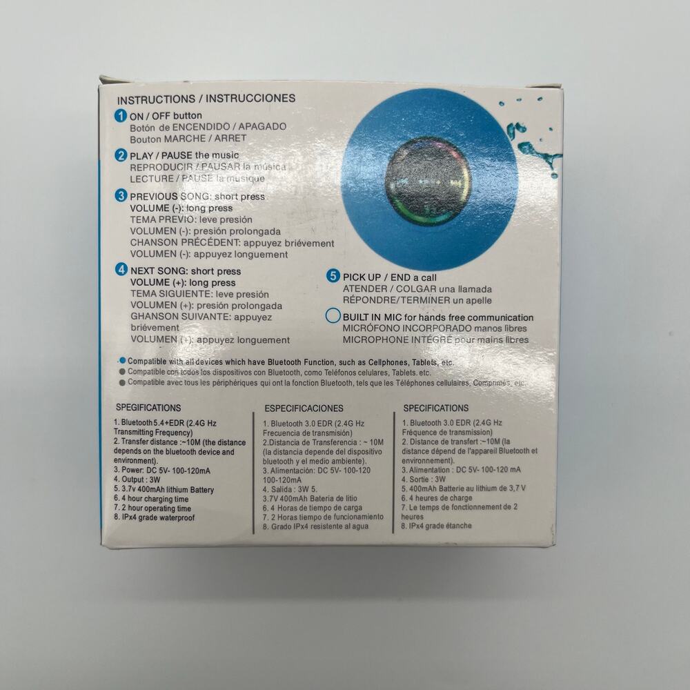 SPEAKER, Portable Waterproof Suction, Bluetooth, Built in Microphone - Picture 7 of 9